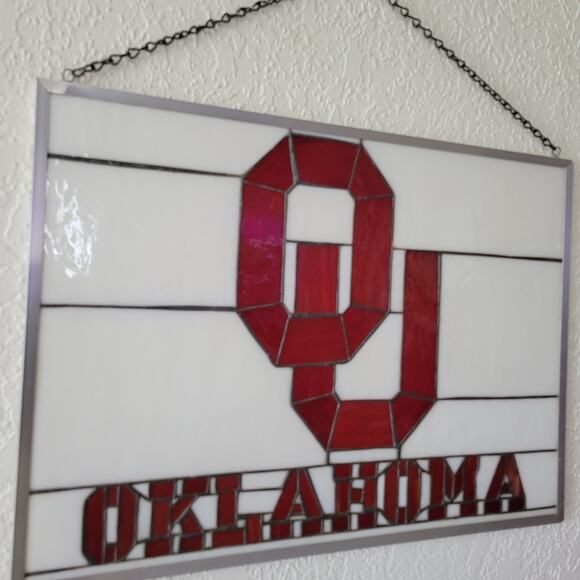 VTG University of Oklahoma OU Sooners Stained Glass Hanging Panel Aluminum 22x16 - Picture 5 of 14